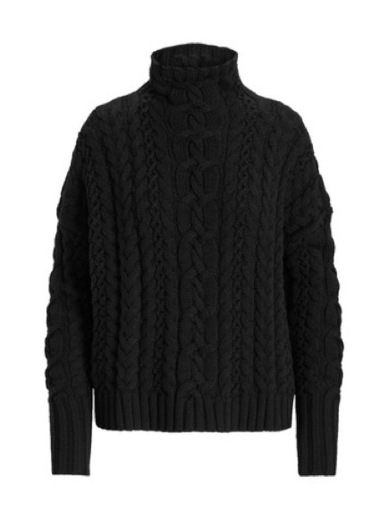 Ralph Lauren Sweaters - Lauren Ralph Lauren Women's Cable-Knit Turtleneck Sweater, Polo Black, Large